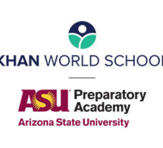 Khan World School and ASU Preparatory Academy logos representing innovative online education and global learning opportunities