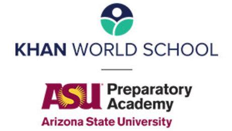 Khan World School and ASU Preparatory Academy logos representing innovative online education and global learning opportunities