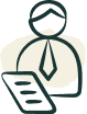Icon featuring a professional figure with a tie, representing leadership experience, confidence, responsibility, and personal growth.