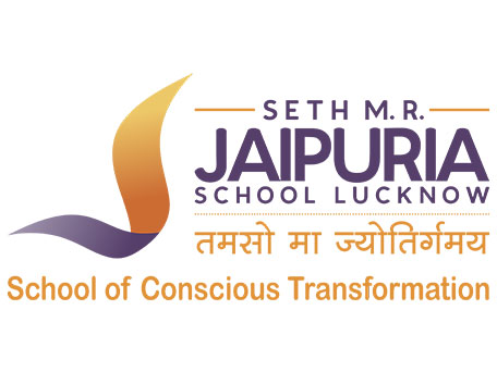Seth M.R. Jaipuria School Lucknow logo featuring the School of Conscious Transformation tagline.