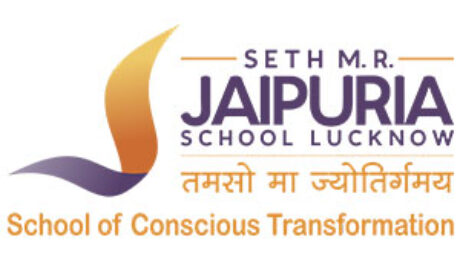 Seth M.R. Jaipuria School Lucknow logo featuring the School of Conscious Transformation tagline.