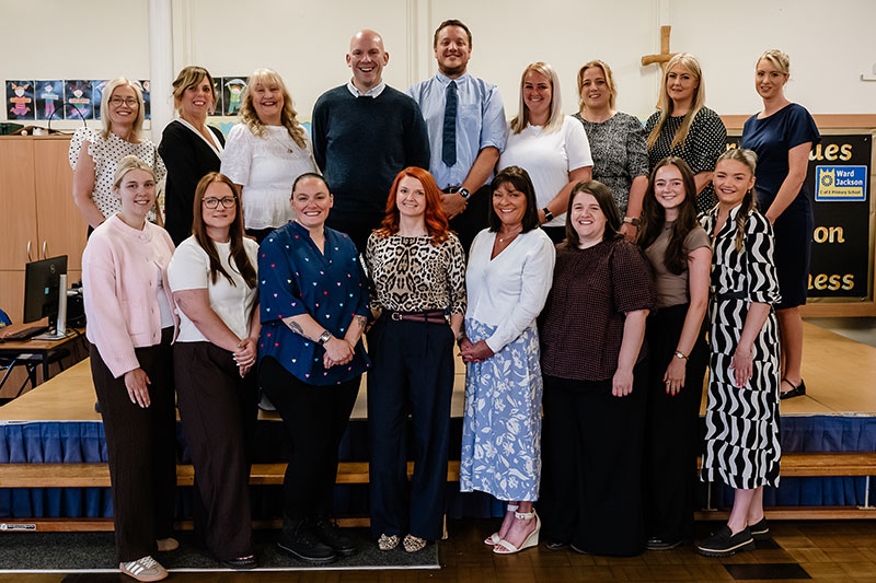 Ward Jackson C of E Primary School staff members gathered for a team photograph celebrating their commitment to education
