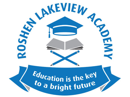 Roshen Lakeview Academy logo featuring a graduation cap and open book symbolising education, achievement and a bright future
