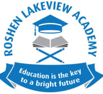 Roshen Lakeview Academy logo featuring a graduation cap and open book symbolising education, achievement and a bright future
