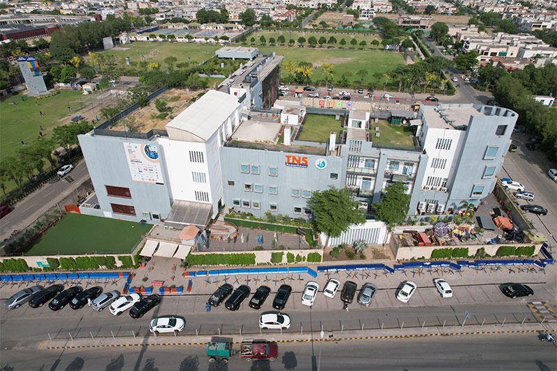 Aerial view of the Beaconhouse TNS School campus showcasing modern facilities and learning spaces