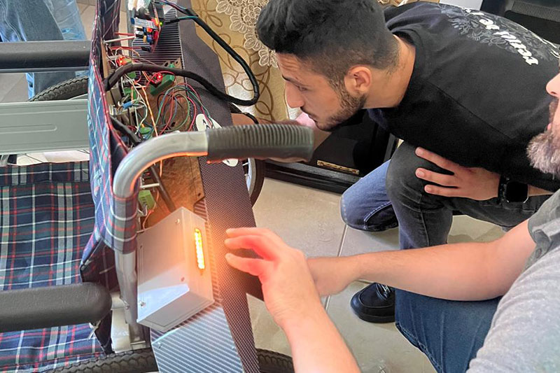 Students working on an engineering and electronics project as part of a STEM learning initiative