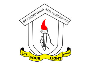 St Kizito High School Nansana logo featuring a torch symbol representing knowledge, leadership and educational excellence