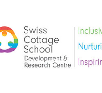 Official logo of Swiss Cottage School Development & Research Centre featuring the values Inclusive, Nurturing, and Inspiring.