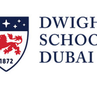 Dwight School Dubai logo featuring a red lion crest and the text Dwight School Dubai