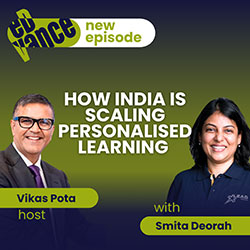 Podcast episode artwork featuring host Vikas Pota and guest Smita Deorah discussing 